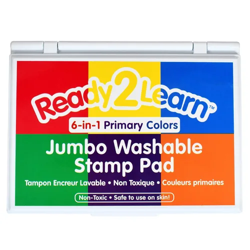READY 2 LEARN Almohadilla de sello lavable Jumbo | 6 en 1 | No tóxica | Resistente a la decoloración | Perfecto para álbumes de recortes, carteles y