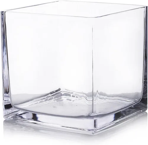 Miniatura 11 de EnovaFloral - Jarrón cuadrado de cristal (4 x 4 pulgadas), juego de 1 con portavelas flotantes para centros de mesa de boda y decoración de oficina