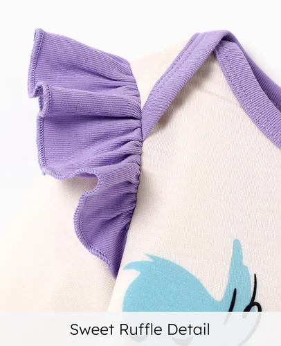 Miniatura 4 de Disney Stitch Princess Cenicienta Ariel Minnie Winnie Baby Girls - Mameluco de manga larga con volantes para recién nacidos y niños pequeños