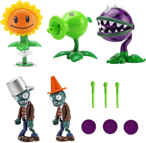 JHESAO Juego de 5 figuras de acción de plantas y zombis, juego de juguetes de PVZ de zombis, serie 1, 2, grandes regalos para niños y fanáticos,