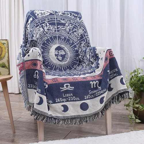 Miniatura 7 de MIFXIN Manta de felpilla jacquard de 35 x 82 pulgadas, manta tejida de algodón de doble cara con borlas decorativas, manta ligera y suave para cama