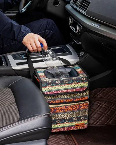 Miniatura 4 de SIBOFUEGO Bote de basura lindo para automóvil, a prueba de fugas, con tapa y bolsillos de almacenamiento, cubo de basura para automóvil para hombres