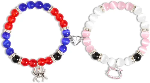 QqzsJewls Pulseras de amistad a juego de arañas para mejores amigos, pulseras con dije de corazón para novia, novio, juego de 2 unidades, Halloween,