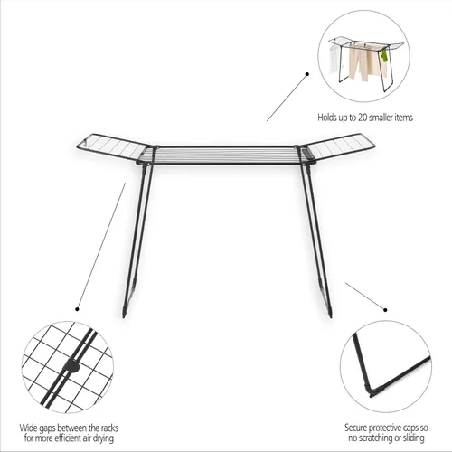 Miniatura 3 de Brabantia HangOn - Tendedero de ropa 59 pies (59.1 ft) Negro mate Aireador de ropa interior mediano, soporte de lavandería plegable