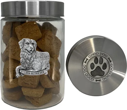 Miniatura 28 de Heritage Pewter Basset Hound Good Dog Treat Jar – Tarro de golosinas de 34 onzas con tapa hermética a rosca Regalo para propietarios de Basset