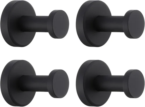 Miniatura 15 de APLusee Gancho para toallas de baño negro mate para baño, paquete de 2 ganchos de acero inoxidable, perchas de pared resistentes montadas en la pared
