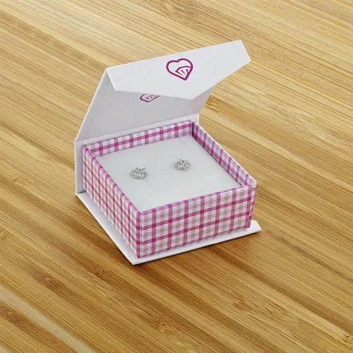 Miniatura 5 de Aretes de seguridad chapados en rodio con circonita cúbica, para niños pequeños y niñas jóvenes, de 0.197in, delicados y brillantes aretes florales