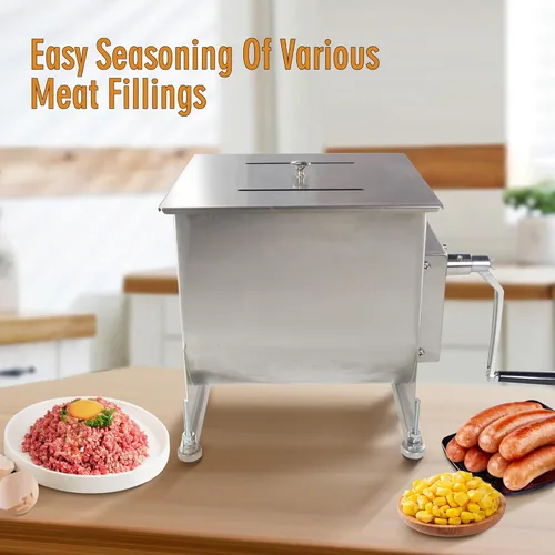 Miniatura 4 de CMI Mezcladores de carne manuales de acero inoxidable comercial con tapa, tanque fijo de 16 libras/10 L, (mezcla máxima de 15 libras para carne)
