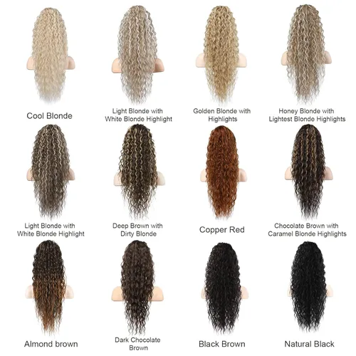 Miniatura 7 de Flufymooz Extensión de cola de caballo, 26 pulgadas, estilo bohemio, con cordón, extensiones de cabello para mujer, cola de caballo larga, rizada