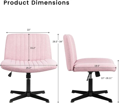 Miniatura 2 de PUKAMI Silla Criss Cross, Silla de Escritorio de Oficina sin Brazos con Patas Cruzadas sin Ruedas, Tela Acolchada Moderna Giratoria Altura Ajustable