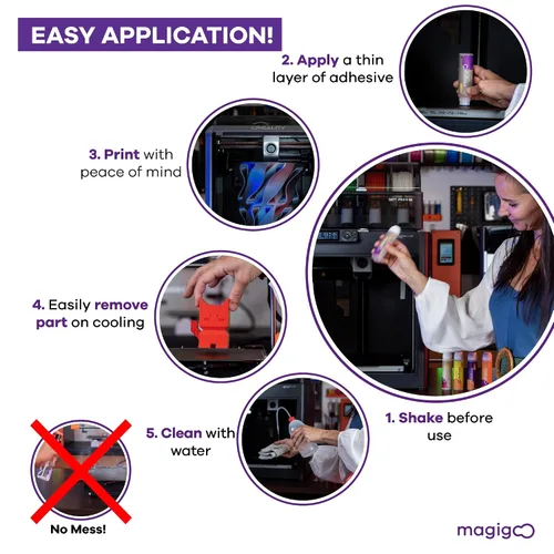 Miniatura 3 de MPP2018 - Pegamento adhesivo para impresora 3D para filamento de polipropileno, larga duración y reduce la deformación en placas flexibles, vidrio