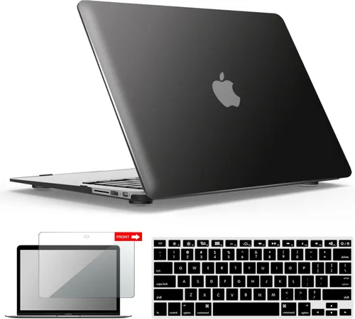 Miniatura 15 de iBenzer Carcasa rígida de plástico con superficie suave 3 en 1 y cubierta para teclado y protector de visualización para MacBook Air, Negro