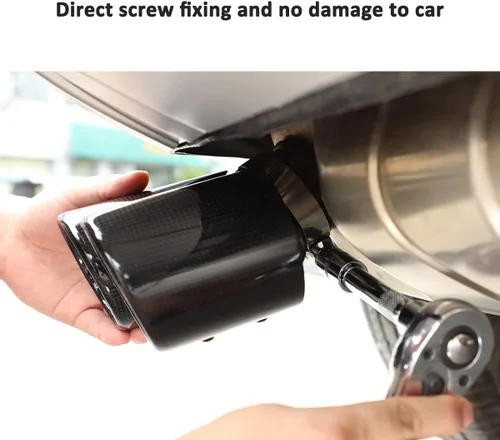 Miniatura 6 de Cubierta de cancelación de ruido para tubo de escape de automóvil de fibra de carbono 100% real, acero inoxidable para Land Rover Defender 2020-2025
