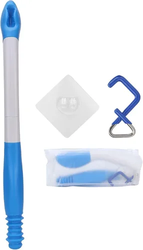Ayudas de inodoro para limpiar, ayuda para batir el baño, limpiador de alcance cómodo, limpiador plegable para inodoro de agarre de tejido cómodo