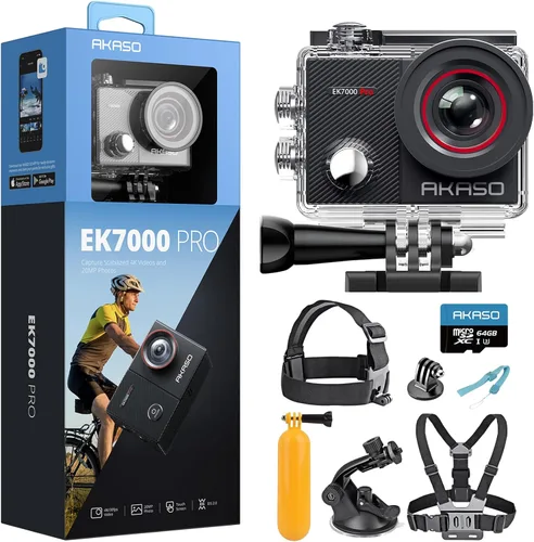 AKASO EK7000 Pro 4K30FPS 20MP WiFi Cámara de acción y 7 en 1 Kit de accesorios para cámara de acción
