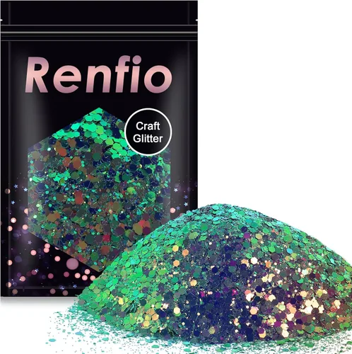 Miniatura 8 de Renfio Chameleon Purpurina Gruesa con Brillo, Juego de Purpurina de Resina de 16 Colores que Cambian de Color, Cada uno 10g/0.35oz, Copos