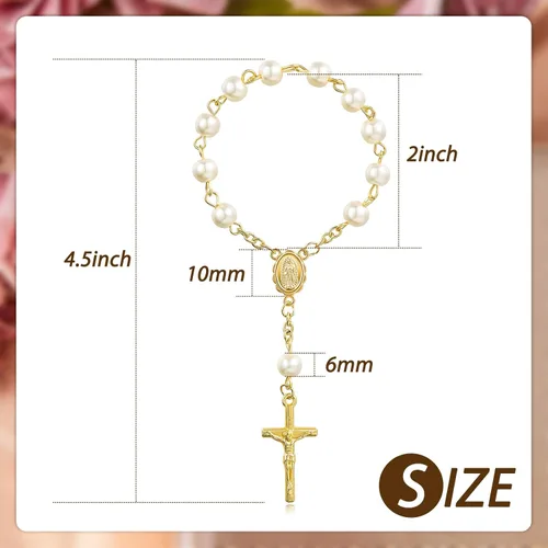 Miniatura 2 de Yaomiao 30 piezas de mini rosarios de bautismo, rosarios para bautismo, rosarios a granel para primera comunión, bautizo, bodas, recuerdos