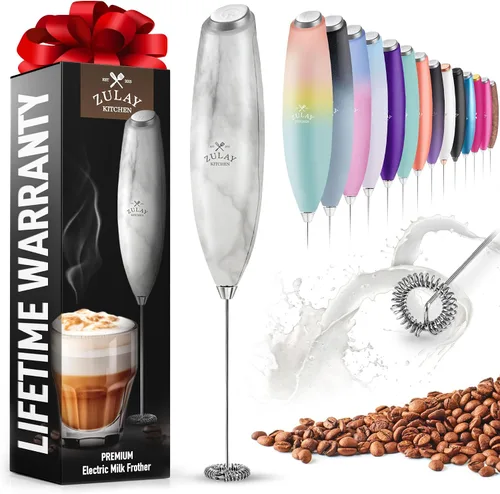Miniatura 59 de Zulay Kitchen Espumador de leche de mano a pilas - Mezclador eléctrico de bebidas para café, lattes, capuchinos, matcha y chocolate caliente