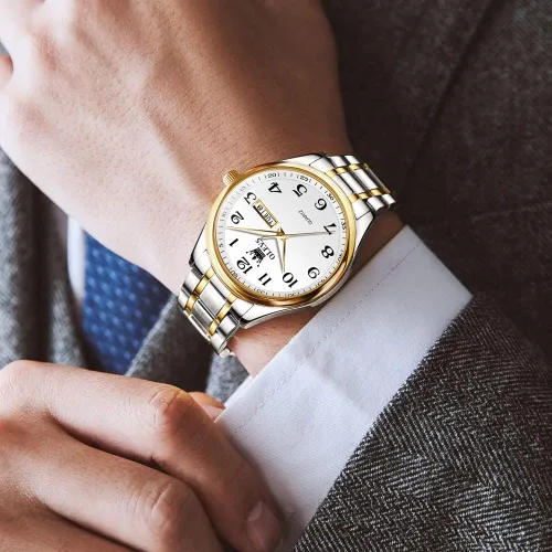 Miniatura 2 de OLEVS Reloj de negocios de lujo esfera grande fácil de leer reloj analógico de cuarzo con fecha de día relojes clásicos impermeables con números