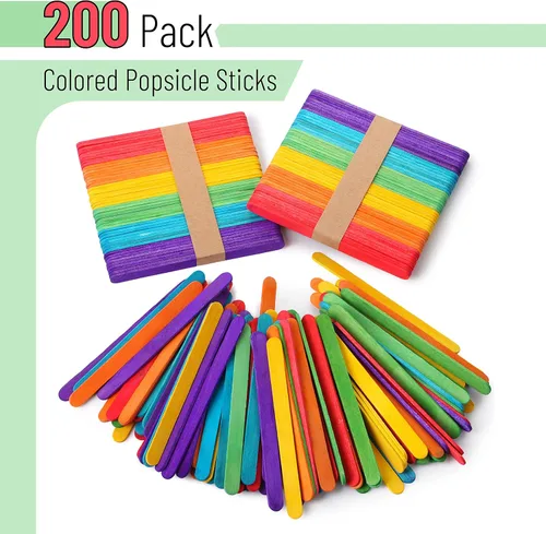 Miniatura 2 de Mr. Pen - Palitos de paletas de colores, palitos de madera de colores arcoíris para manualidades, paquete de 200, 4.5 pulgadas