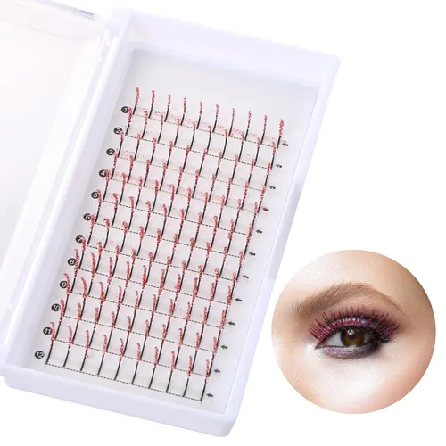 Miniatura 9 de Extensiones de pestañas postizas con purpurina, pestañas postizas para extensiones de pestañas, rizo D, pestañas para cosplay, pestañas plateado