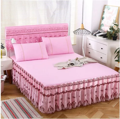 Miniatura 19 de OTBK Falda de cama individual blanca con volantes y borlas, estilo bohemio, falda de cama con encaje, volantes, floral, Shabby Chic juegos de ropa