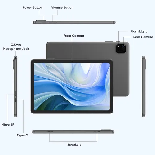 Miniatura 9 de EDDBNi Tablet Android 15 de 10.1 pulgadas Tablet 2025 últimas Tablets con Teclado Ratón 24GB+64GB 2TB de expansión 6000mAh procesador Octa-Core Negro