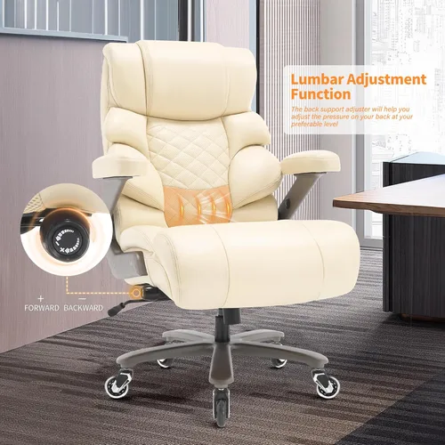 Miniatura 8 de VUZI Silla de oficina grande y alta de 700 libras, silla de computadora grande con soporte lumbar ajustable, brazos abatibles 3D, ruedas