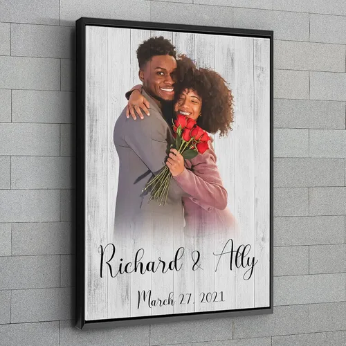 Miniatura 2 de Awesometik Regalos de boda personalizados para parejas, pintura en madera, retrato de boda, regalo de despedida de soltera, regalo de foto