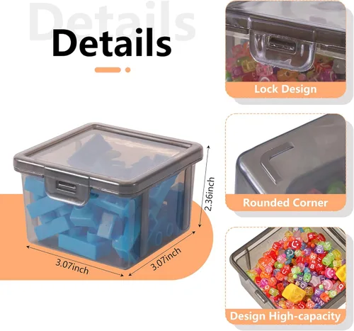 Miniatura 3 de Paquete de 10 recipientes pequeños de plástico con tapas, cajas de almacenamiento apilables transparentes y organizadores para organizador