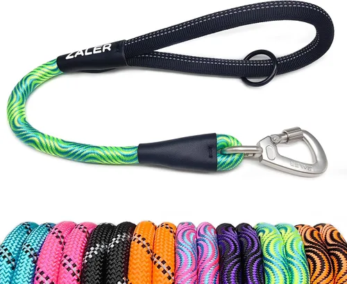 Miniatura 16 de ZALER Correa Corta para Perro, Correas de Tráfico de Cuerda de 26 Pulgadas para Perros, Correa Reflectante para Perro con Anillo en O, Correa Negro
