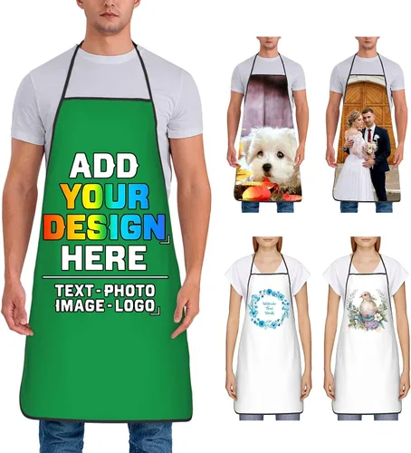 Miniatura 39 de Delantal personalizado para mujer, personalizado para añadir tu propio nombre, texto, logotipo, foto, chef, delantal de cocina para barbacoa