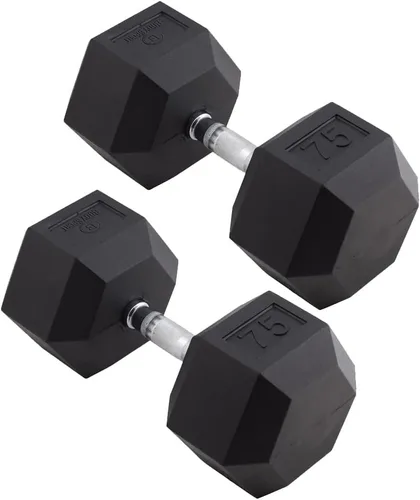 Miniatura 22 de Body Sport Mancuernas hexagonales con revestimiento de goma, par de mancuernas para ejercicios, equipo de entrenamiento de fuerza, accesorios