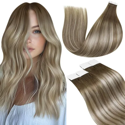 Miniatura 23 de LaaVoo - Extensiones de cabello humano Remy adhesivas con cinta invisible, cabello negro natural, extensiones de cabello para mujeres de color, 20