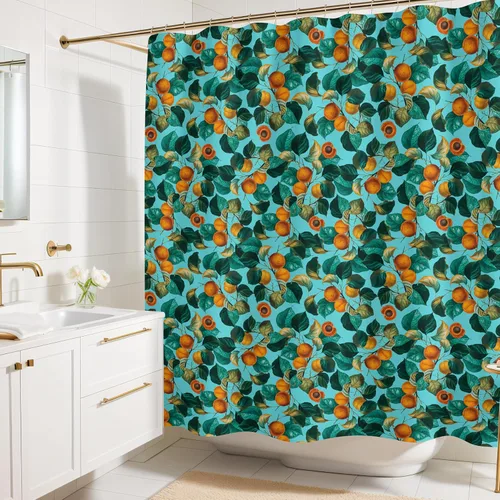 Miniatura 22 de Cortina de ducha con estampado floral coral oscuro - Patrón de flores negras moderno melancólico - Decoración moderna para el hogar - Cortina