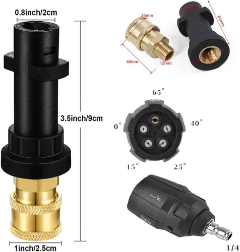Miniatura 2 de Lavadora a presión 5 en 1 Rotación Turbo Punta de boquilla ajustable 4000 psi y 1/4 pulgadas de conexión rápida Adaptador de pistola de lavado a
