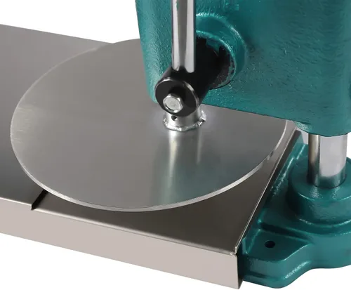 Miniatura 5 de Máquina de prensa de masa de pizza, máquina de prensa comercial de pastelería de pizza con dos platos, prensa de pizza de acero inoxidable con disco