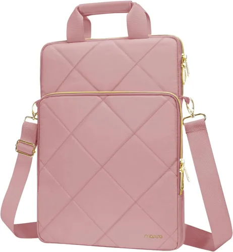 Miniatura 8 de MOSISO Vertical Laptop Bag,Computer Bags,Rhombus Quilted Laptop Shoulder Bag with Trolley Sleeve&Pocket&Handle