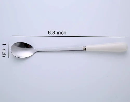 Miniatura 2 de 3 cucharas de mezcla para café, postre, helado, batido, cucharadita de acero inoxidable con mango de cerámica, cucharadas de café expreso, cucharas