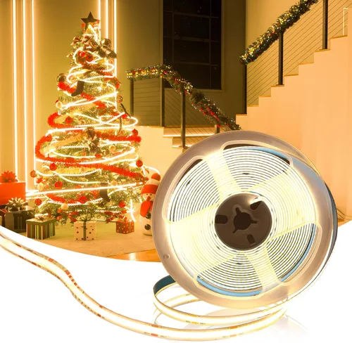 Muzata 5M/16.4FT 320LED/m Tira de luces LED COB de alta densidad DC24V 3000K Blanco cálido impecable se adapta al canal LED U1SW U108 U103 Tira de
