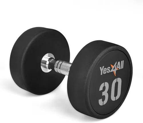 Miniatura 9 de Yes4All Mancuerna de uretano con mango moleteado antideslizante de 5 a 50 libras para construcción muscular, se vende individualmente