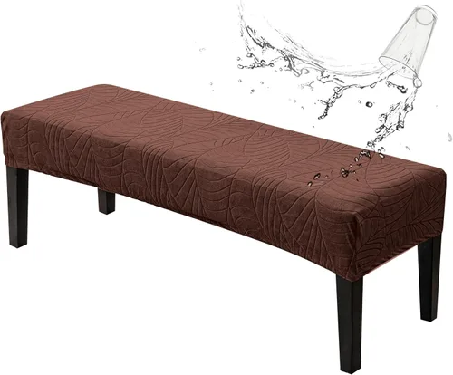 Miniatura 11 de Genina Fundas impermeables para banco de comedor, protector de asiento de banco de jacquard elástico, funda de banco rectangular para dormitorios