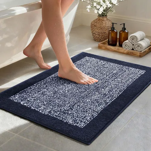 Miniatura 10 de Alfombras de baño de 17 x 24 pulgadas, antideslizantes, lavables, color gris, para bañera, tapete de baño para baño, tapete suave y absorbente
