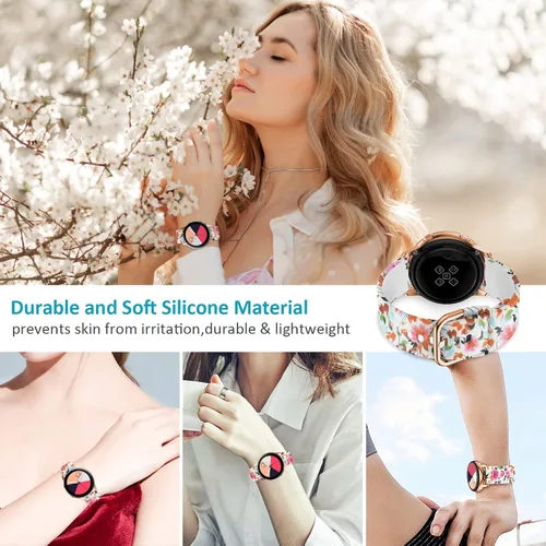 Miniatura 3 de Correas florales compatibles con Samsung Active 2, Watch Band de 1.575 pulgadas/1.732 pulgadas, Active Watch Band 1.575 pulgadas, correa de silicona