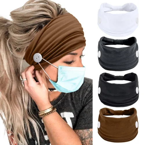 Huachi Botón para máscara para mujeres, enfermeras, diadema antideslizante, elástica, protección para los oídos, para hombres, médicos, banda para