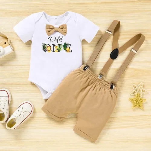 Miniatura 2 de GRNSHTS Ropa divertida de primer cumpleaños para bebé niño, mameluco con pajarita, mameluco para tartas