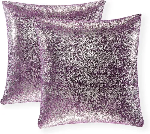 Miniatura 31 de Xinrjojo Juego de 2 almohadas brillantes en negro y dorado, almohadas suaves y brillantes decorativas, juego de fundas de almohada cuadradas negras