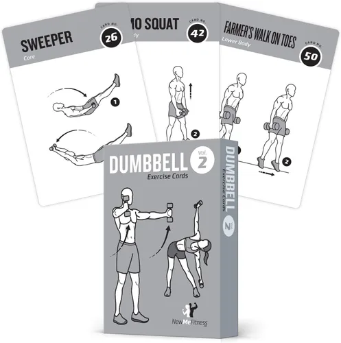 Miniatura 13 de NewMe Fitness Tarjetas de entrenamiento de peso corporal, baraja de instrucciones de fitness para mujeres y hombres, guía de fitness