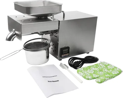 Miniatura 7 de Máquina de prensa de aceite comercial de 1500 W, expel, acero inoxidable de grado alimenticio, máquina de prensado de aceite de semillas de nueces