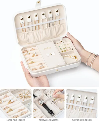 Miniatura 2 de Organizador de viaje de joyería, joyero de viaje, organizador de joyas de viaje, cajas de joyería de viaje para mujeres, joyero portátil de viaje
